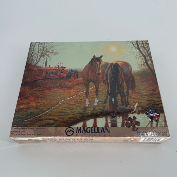 Magellan Old Farm Hands jigsaw puzzle 550 pieces Horses Tractor 24x18 NIB - Picture 1 of 4